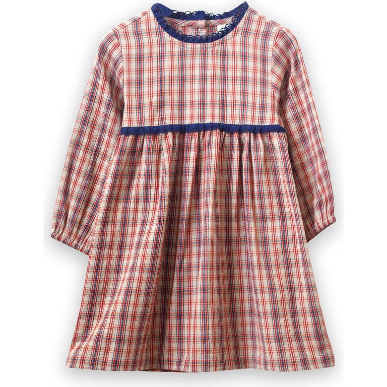 Toddler Long Sleeves Dress with Lace Trim
