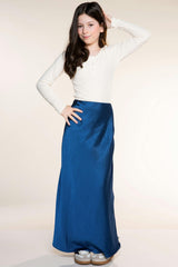 Washed Satin Maxi Skirt