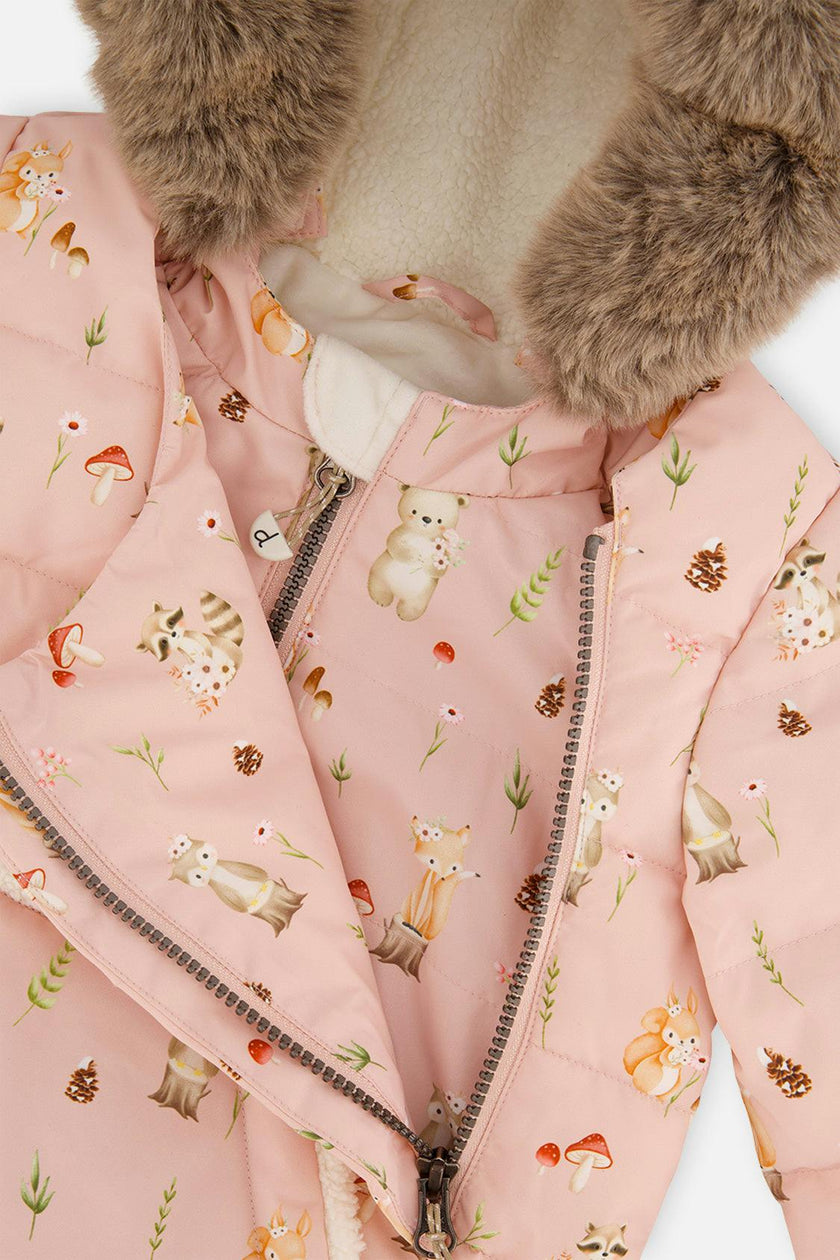 Baby Two Piece Snowsuit Pink Animal Print