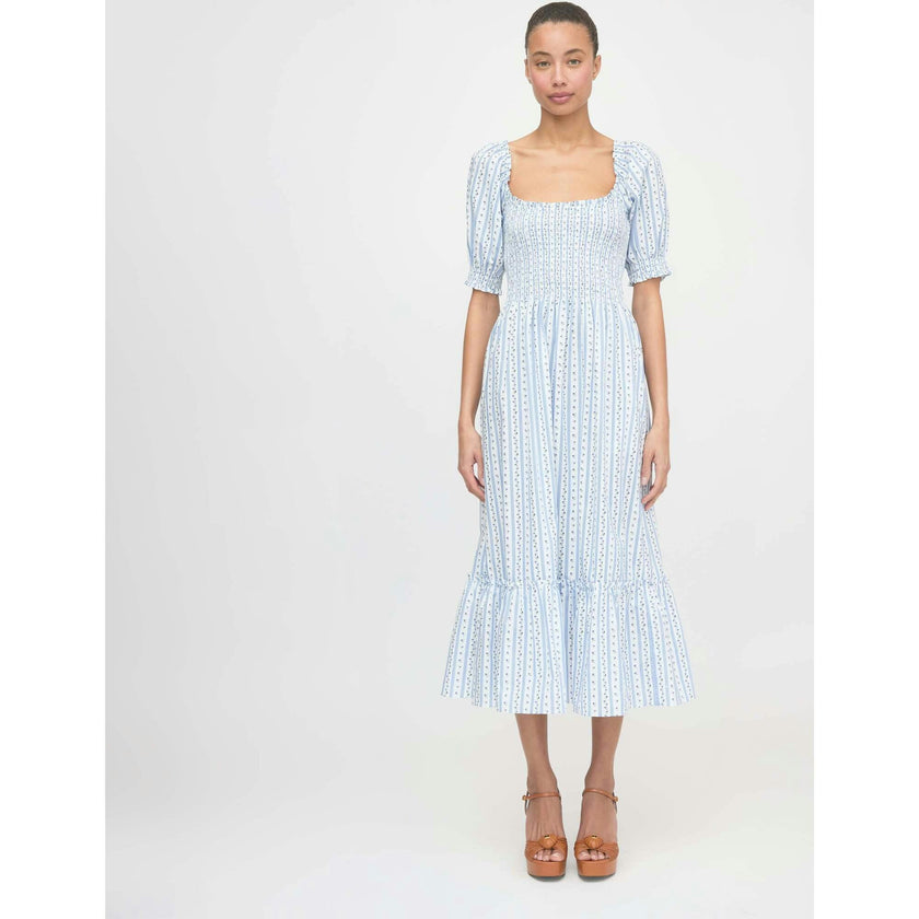 The Louisa Nap Dress - Blue Petal Stripe
