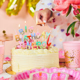 Packed Party Big Birthday Energy Glitter Letter Candle Set - Multicolor Rainbow Alphabet Candles with Gold Glitter Trim, Spell-Out Cake Candles in Gift Box