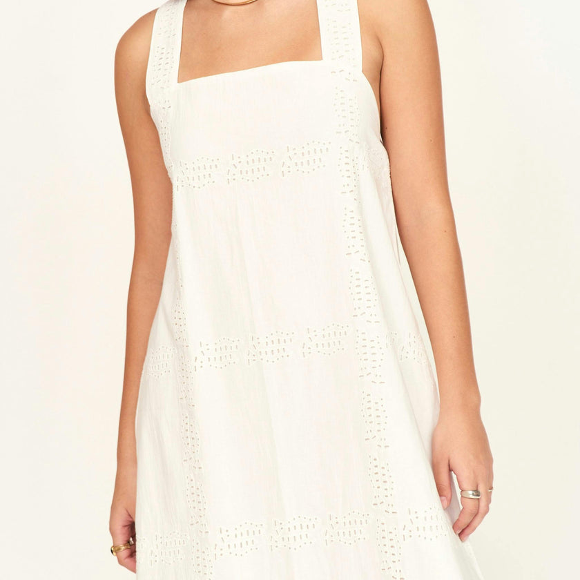 Ica Dress in White Marine Eyelet