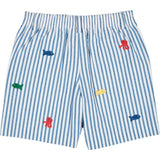 Seersucker Short With Embroidered Sea Creatures