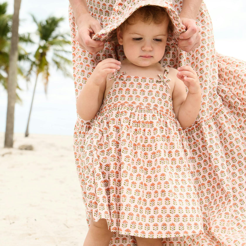 Baby Girls Tia Dress Set - Pink Prairie Block Print