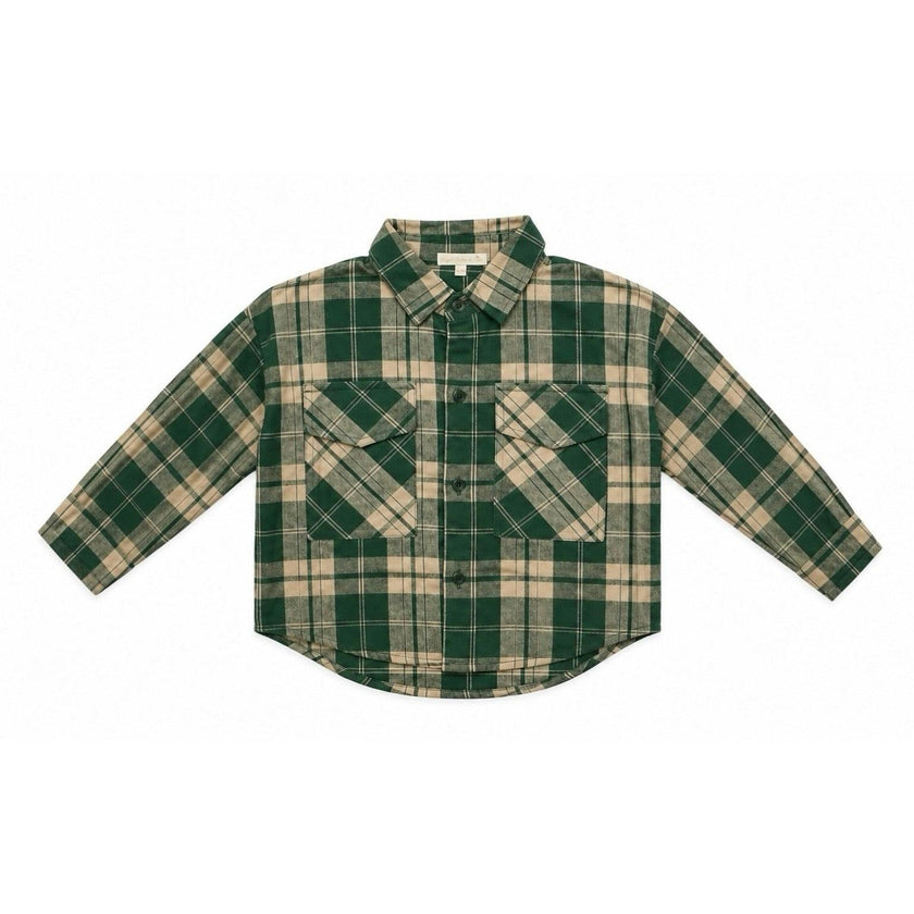 Green Plaid Cotton Button Up Shirt