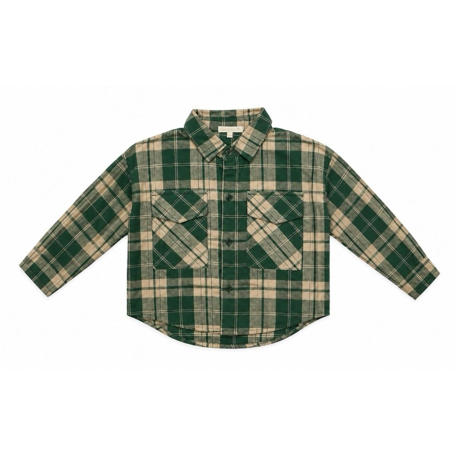 Green Plaid Cotton Button Up Shirt