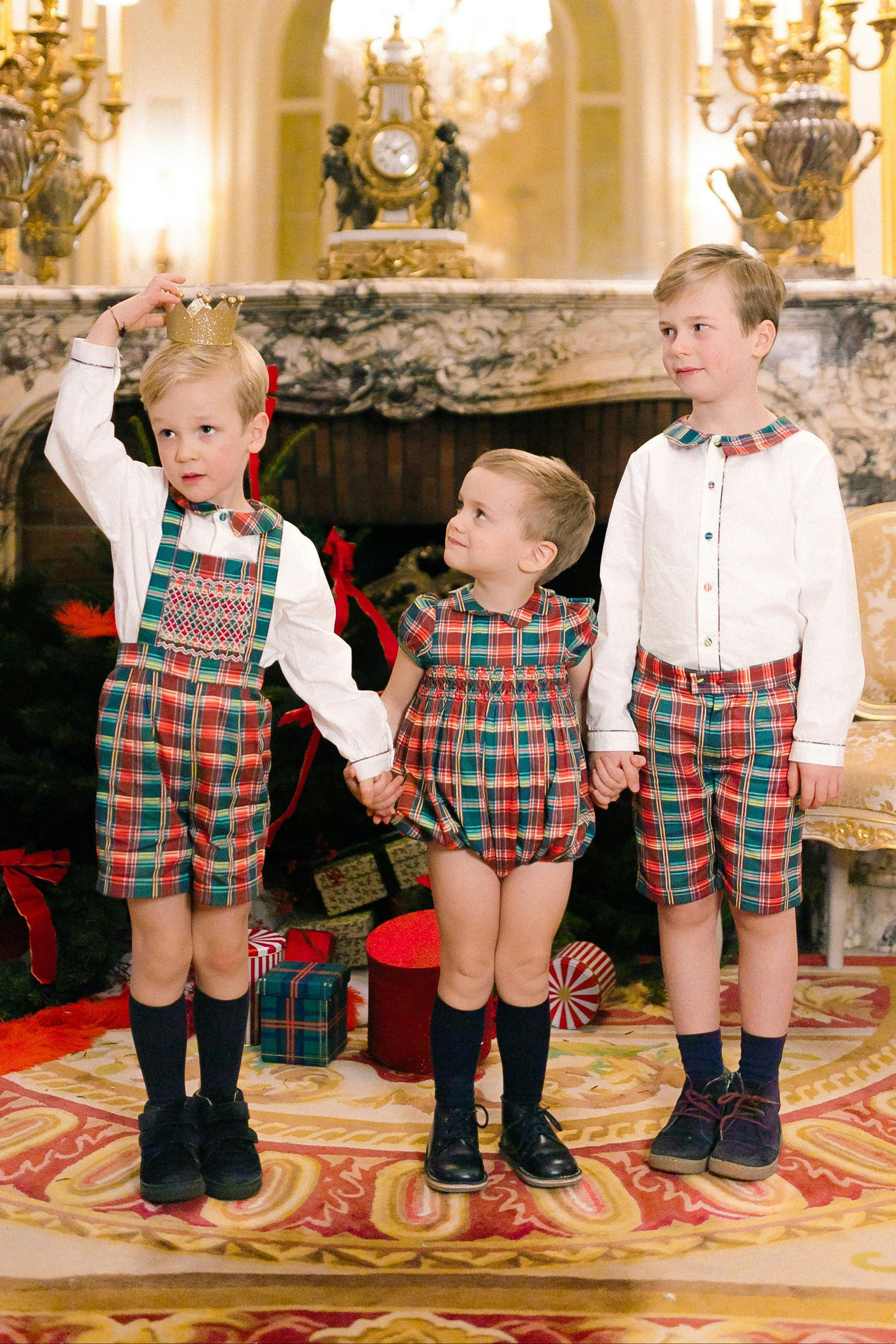 VICTOIRE TARTAN SMOCKED ROMPER