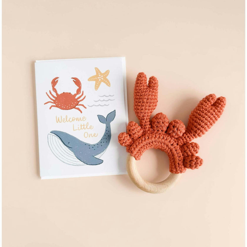Nautical Swaddle and Teether Set - Crab
