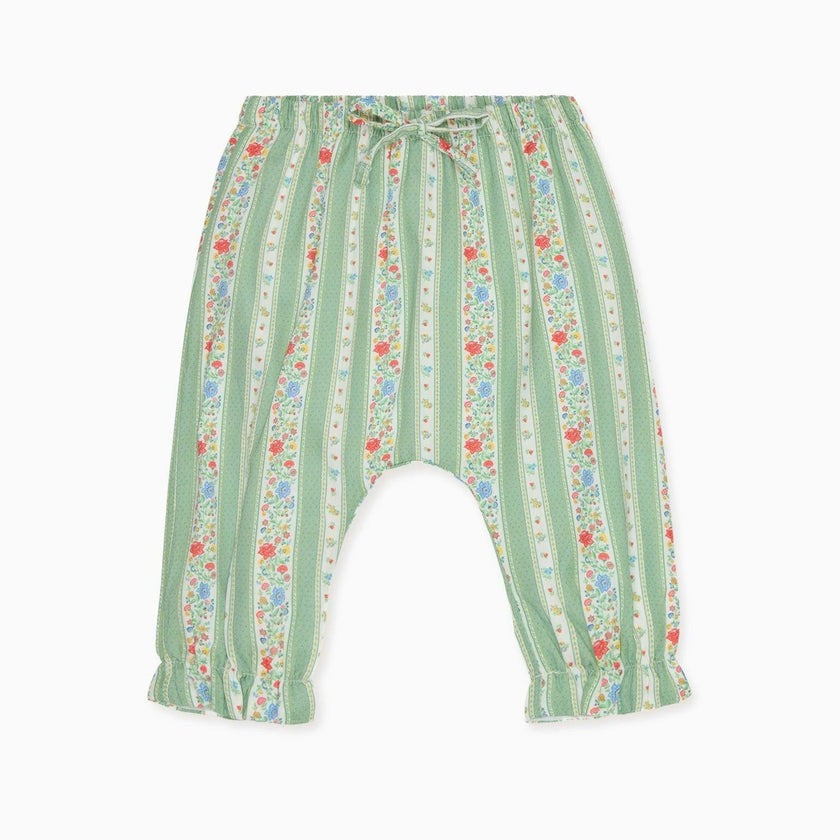 Sage Floral Stripe Forna Baby Girl Trousers