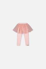 Baby Leggings With Integrated Tulle Skirt Pale Dusty Pink