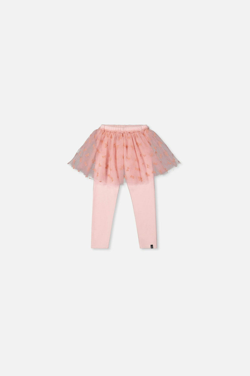 Baby Leggings With Integrated Tulle Skirt Pale Dusty Pink