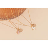Personalized Enamel Cross Necklace, 14k Gold Plated
