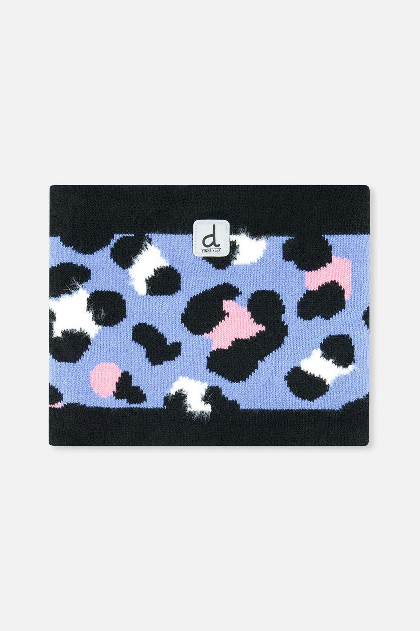 Winter Knit Neckwarmer Blue Leopard Print