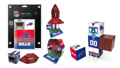 NFL Buffalo Bills Magnetic Fan Tiles & Qubee Character Combo Set