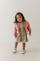 Girls Bomber Jacket in Rose Sparkles