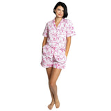 Women's Skydog Toile Pink Short PJ Set - Organic Cotton Poplin