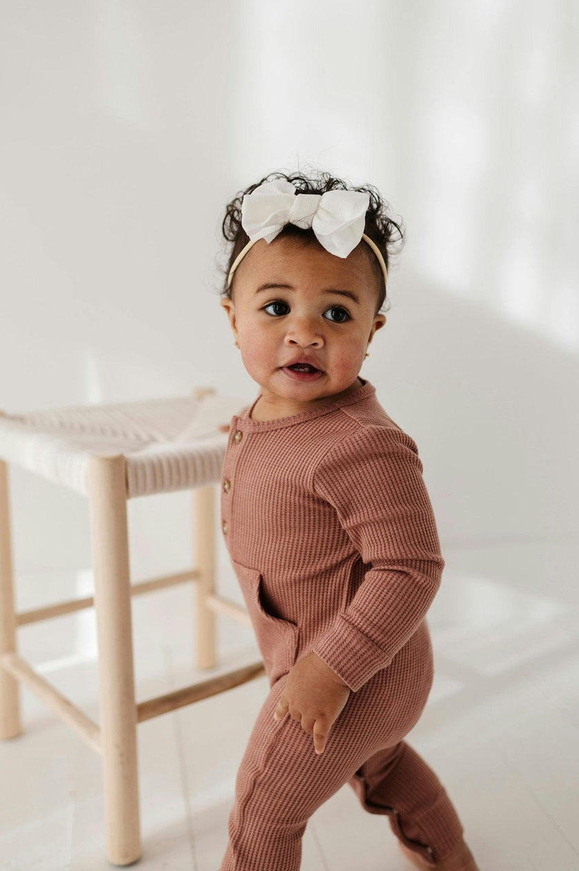 Baby Girl Waffle Romper