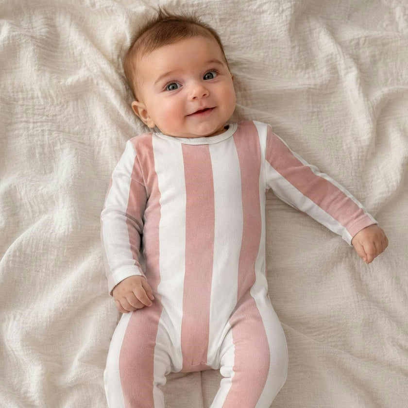 Striped Cotton Long Sleeve Footie