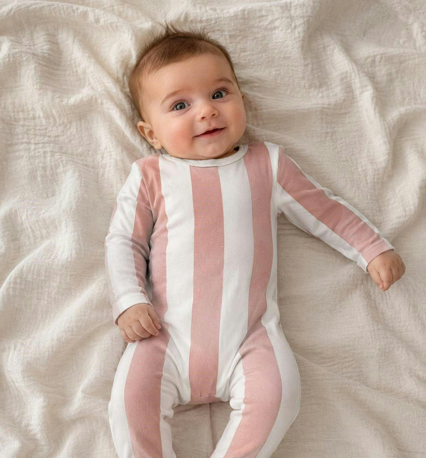 Striped Cotton Long Sleeve Footie