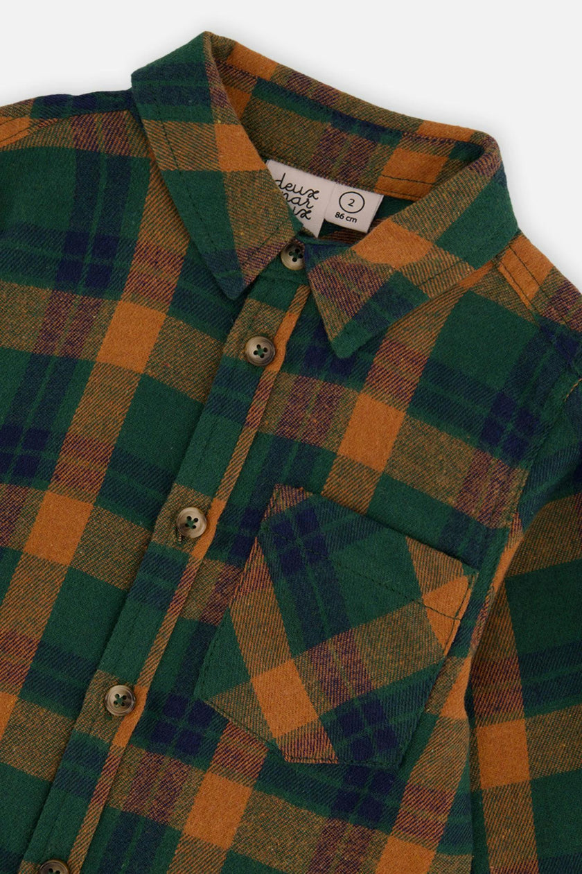 Baby Plaid Shirt Orange, Blue and Green
