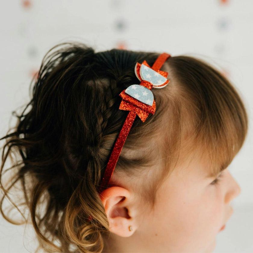 Glitter Flag Bow Headband