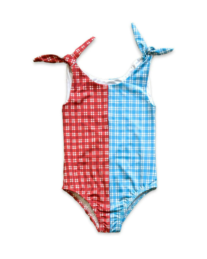 Twist Suit | Tie-top One Piece | Cherry Check and Dockside Check