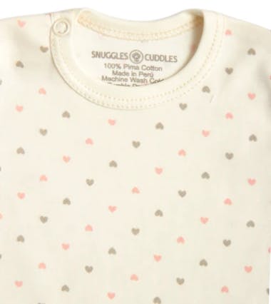 Hearts Print Long Sleeve Bodysuit | 100% Peruvian Pima Cotton