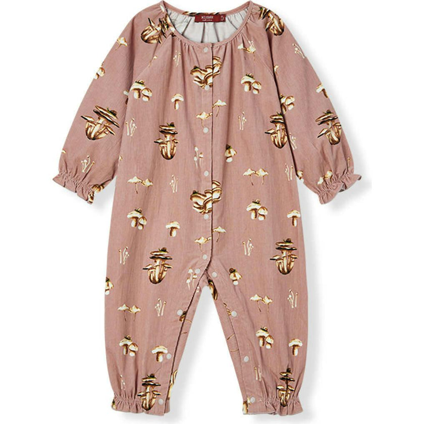 Mushroom Corduroy Ruffle Snap Jumper