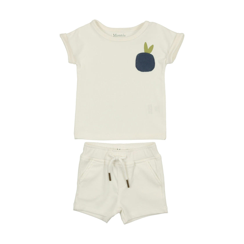 Boys Ribbed Berry Applique Tee & Short Set