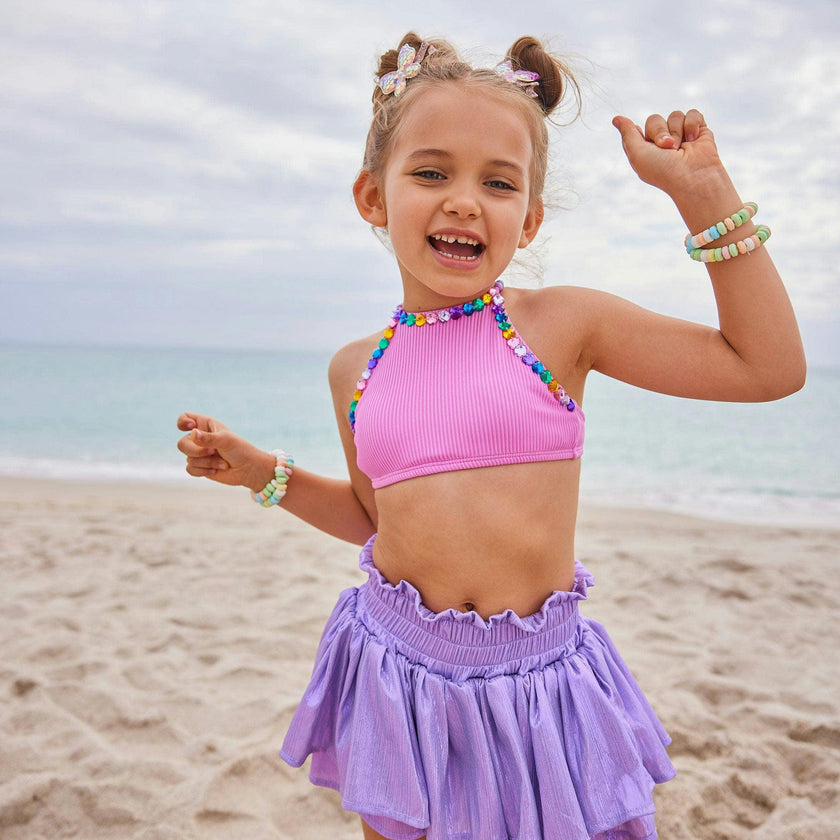 Heart Gem Trim Sleeveless Bikini