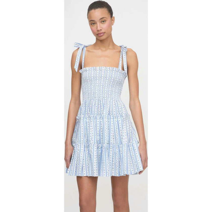 The Ribbon Charlotte Nap Dress - Blue Petal Stripe