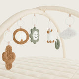 Beautiful Baby Play Gym - Soft Cotton Mat with 6 Cute Toys Creates The Perfect Activity Area for Your Girl/Boy - Stylish Infant Floor Playmat for Playroom