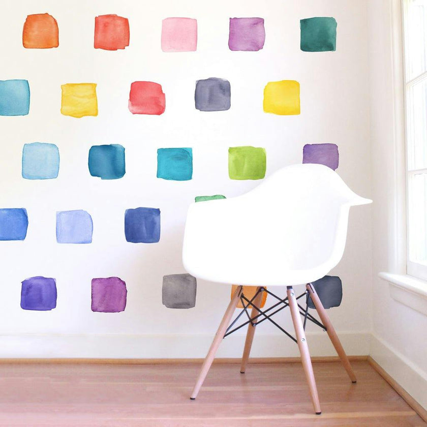 Watercolor Squares • Rainbow • Large • Peel-and-Stick Wall Decals