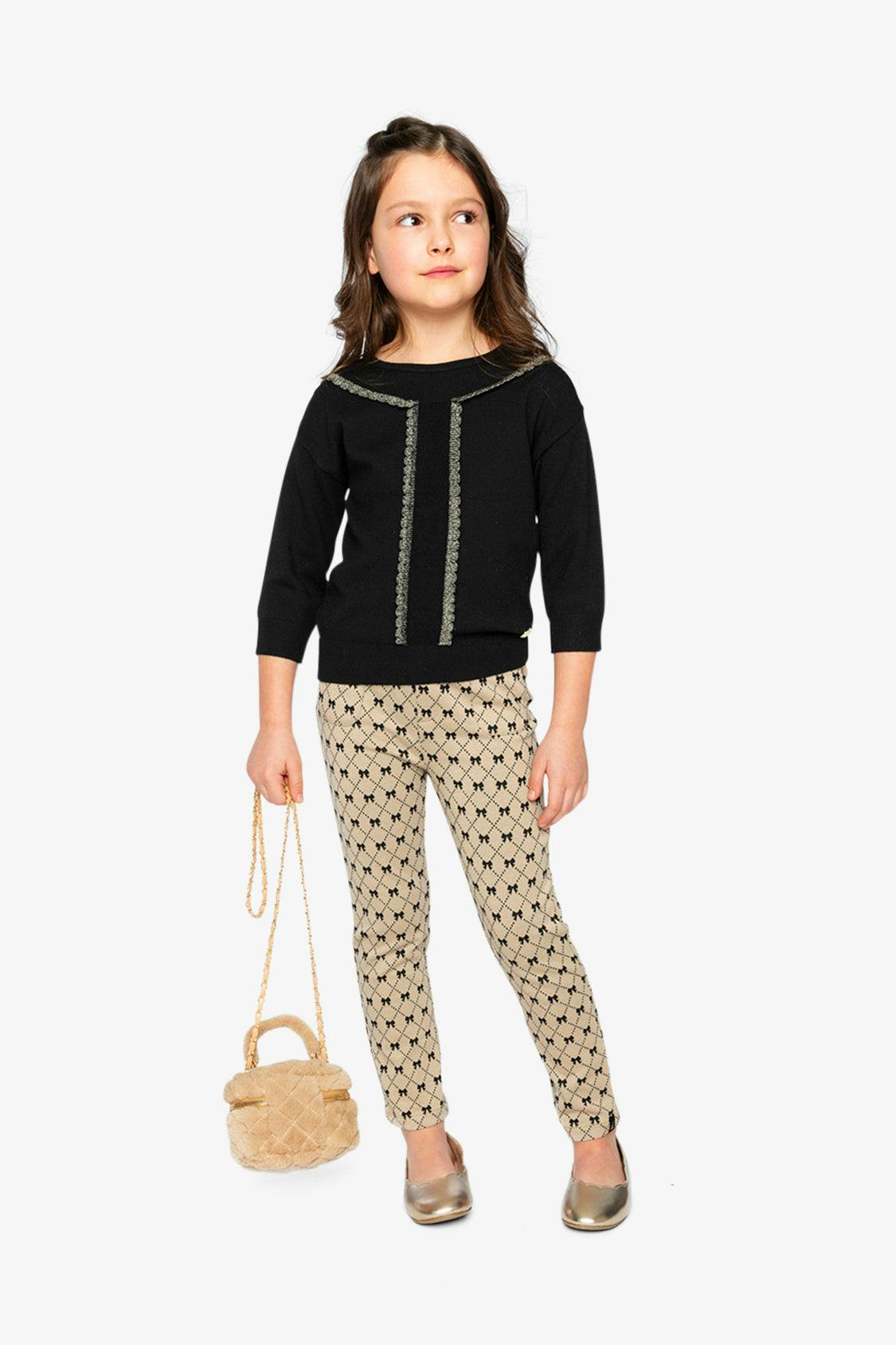 Treggings Beige Bow Tie Print
