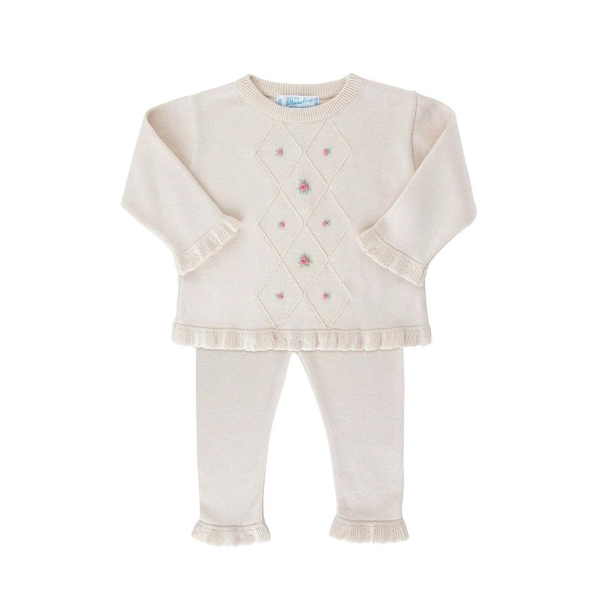 Rosebud Knit Set Ecru
