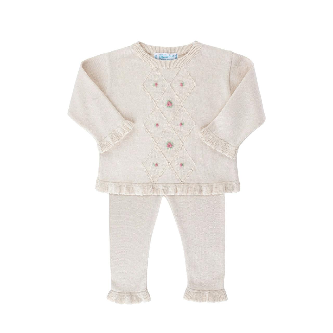 Rosebud Knit Set Ecru