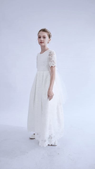White Belciana Short Sleeve Lace Dress