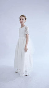 White Belciana Short Sleeve Lace Dress