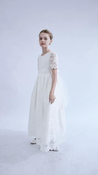 White Belciana Short Sleeve Lace Dress