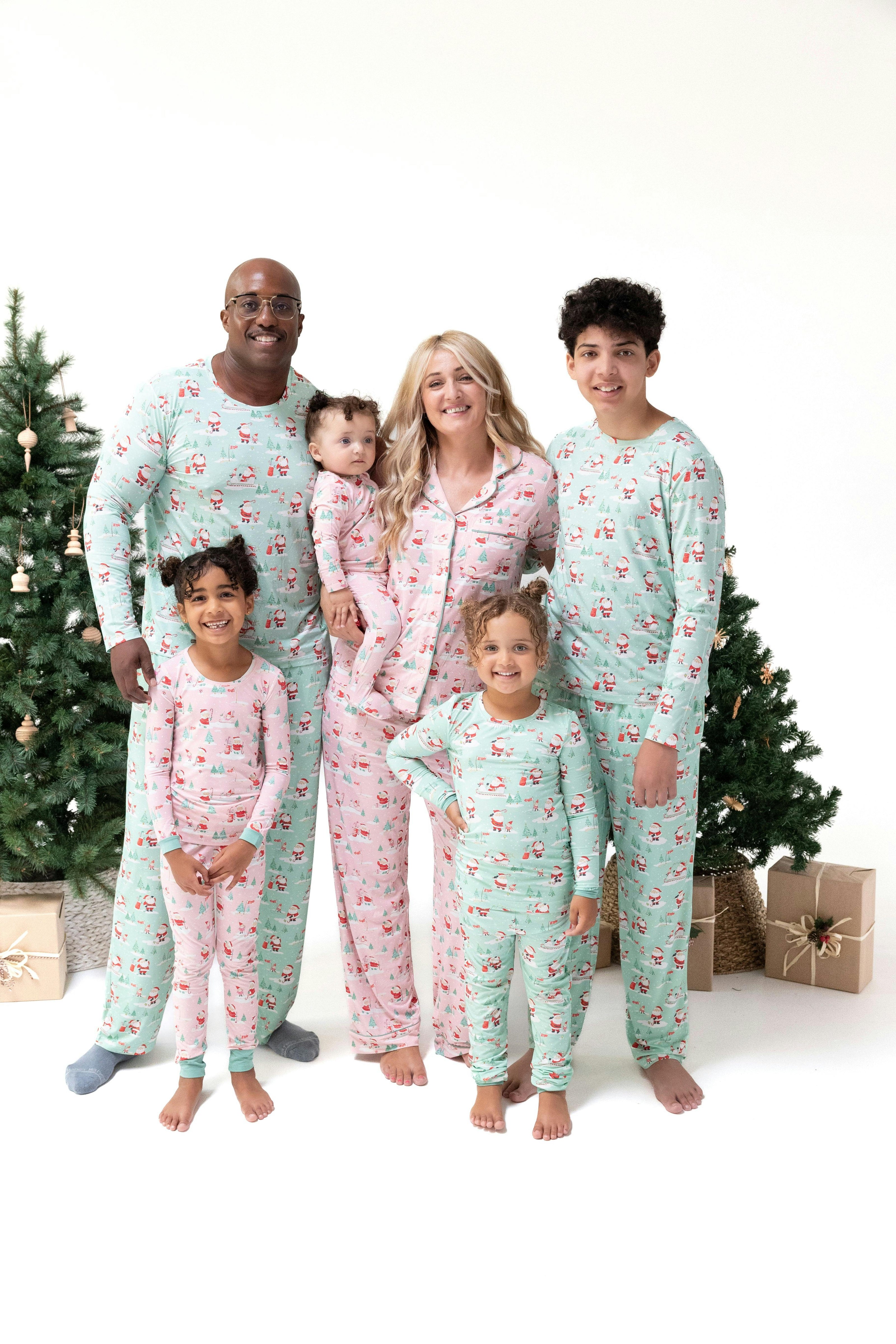 Golfing Mrs. Claus and Elves - Adult Short Sleeve Coat Style with Pants