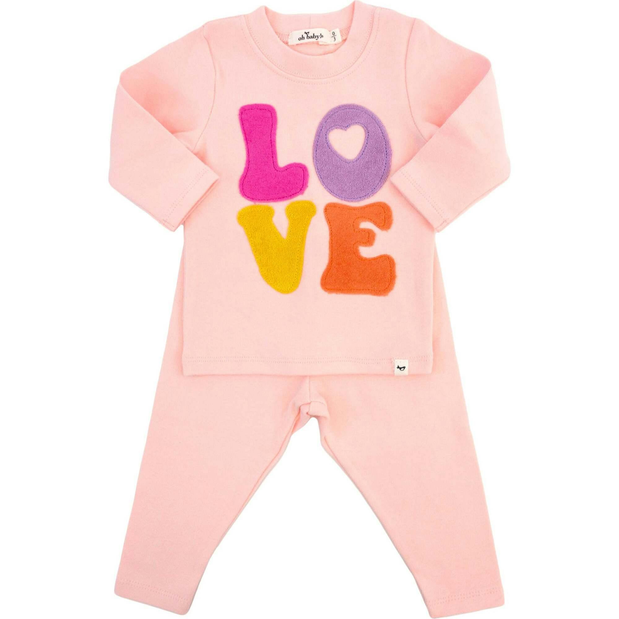 Cotton Candy LOVE Terry Applique Two Piece Set