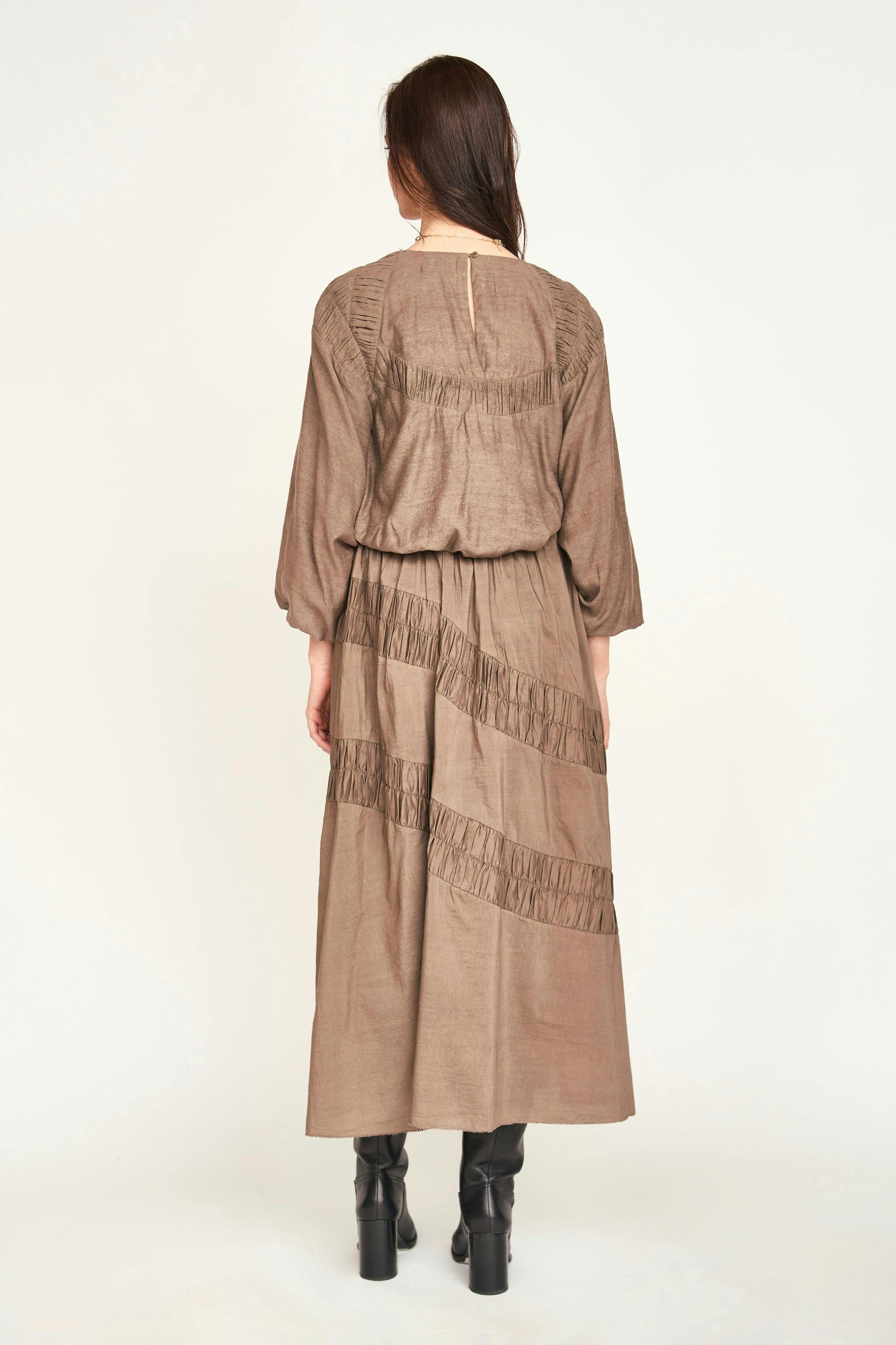 Andaman Ruched Blouse in Walnut