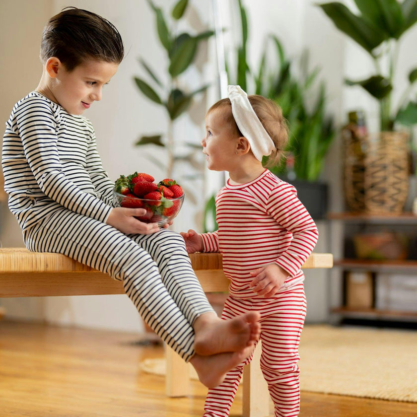 Directional Striped Raglan Sleeve Top & Pant Set