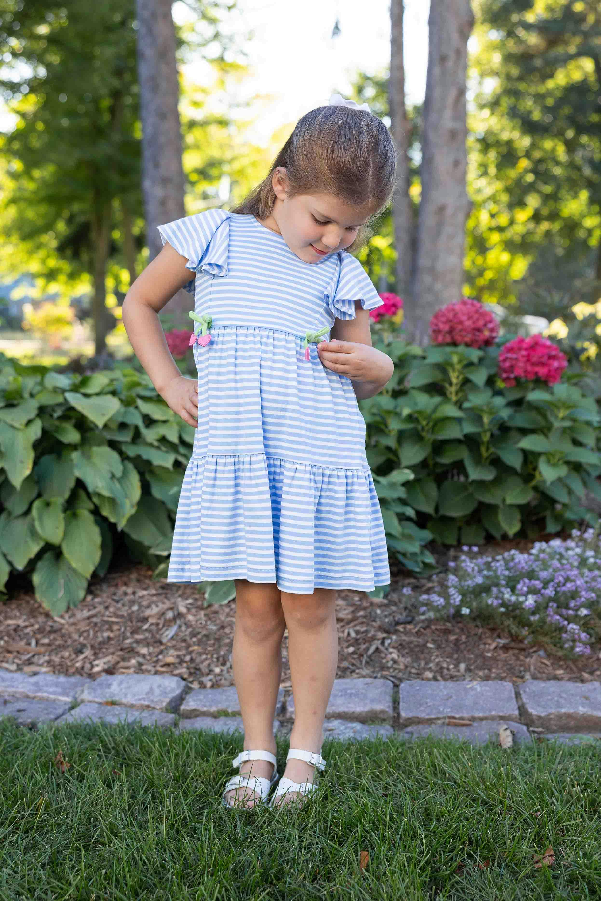 Stripe Knit Dress With Heart Cherries