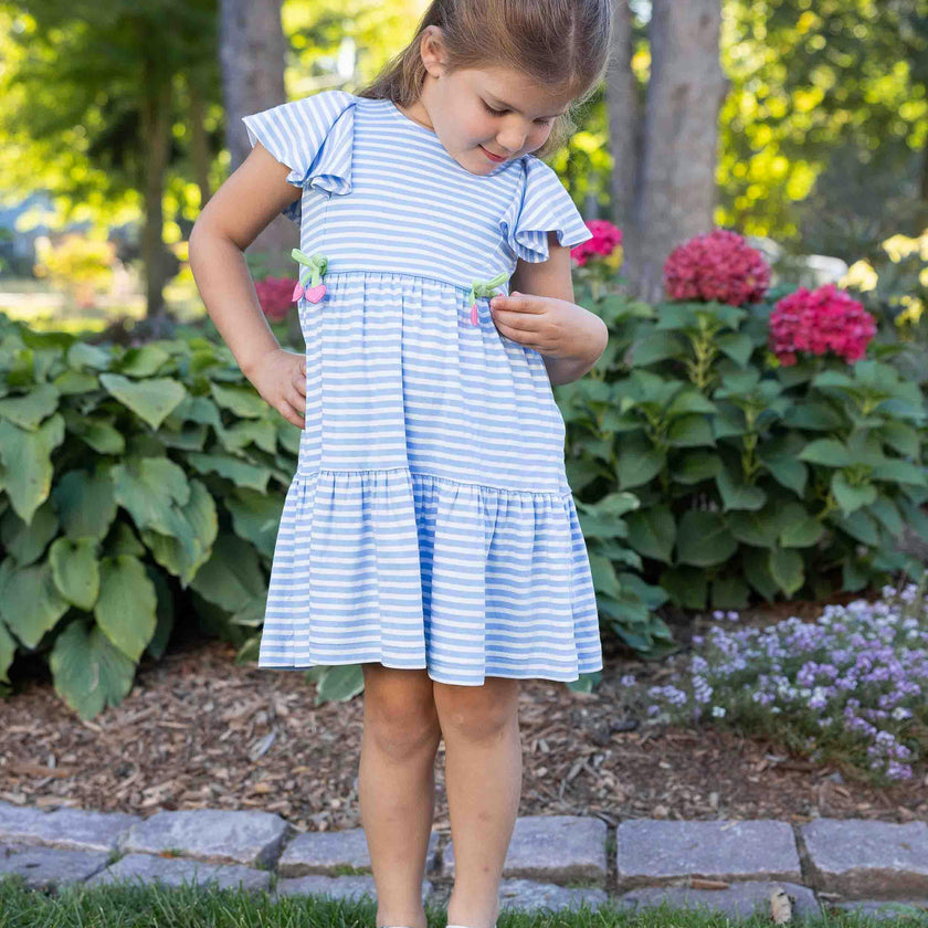 Stripe Knit Dress With Heart Cherries