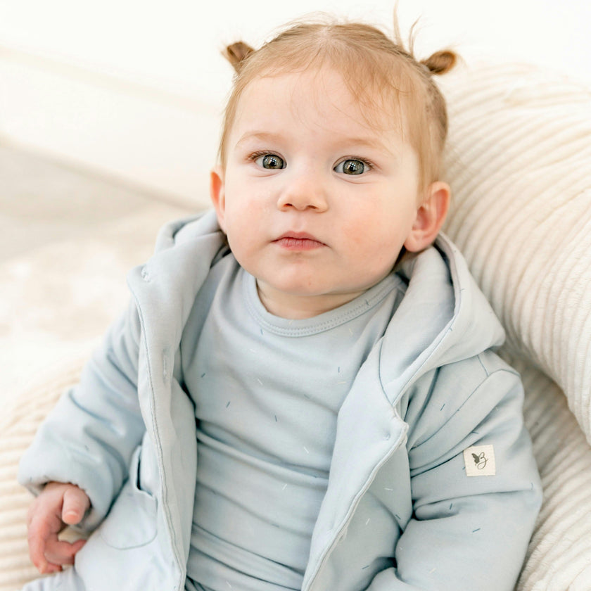 Sprinkle Print Puffy Jacket Blue Mist