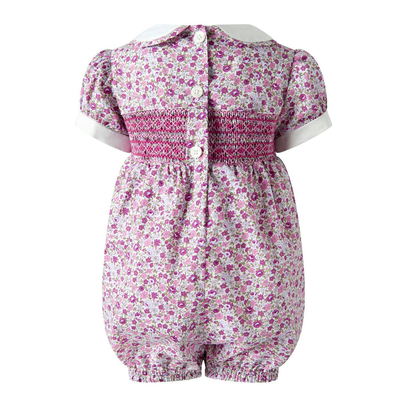 Purple Ditsy Floral Smocked Babysuit