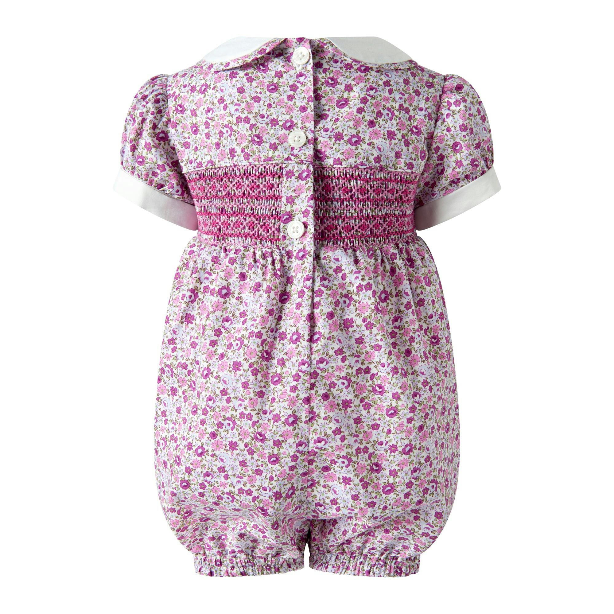 Purple Ditsy Floral Smocked Babysuit