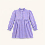 Pima Cotton Ruffle Dress in Purple Carousel