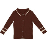 Classic Collar Contrast Stripe Cardigan